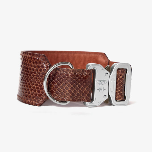 Brown Snakeskin Dog Collar - Barknod