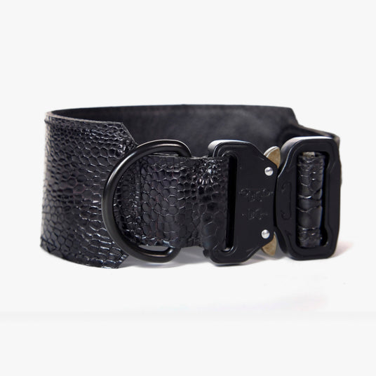 Black Snakeskin Pattern Dog Collar - Barknod