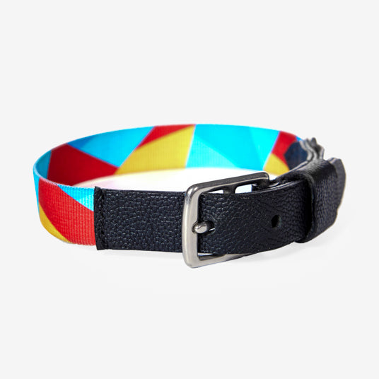 Rainbow geometric pattern dog collar - Barknod