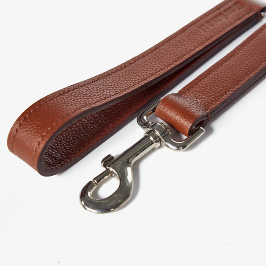 Brown Leather and Chain Dog Leash - Barknod