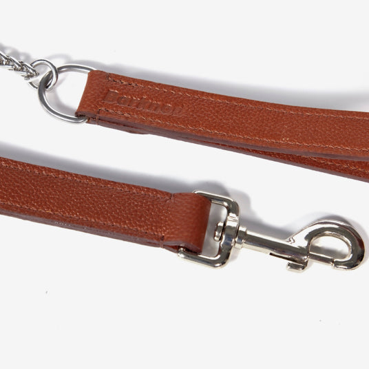 Brown Leather and Chain Dog Leash - Barknod