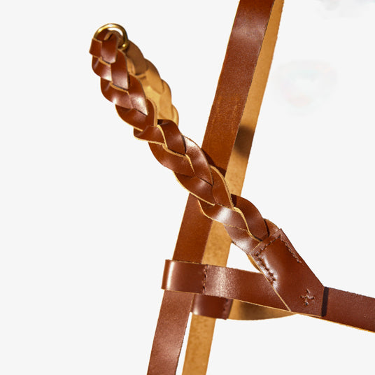 Braided Brown Leather Dog Harness - Barknod