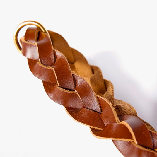 Braided Brown Leather Dog Harness - Barknod